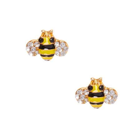 Gold Bee Stud Earrings - Yellow | Claire's US