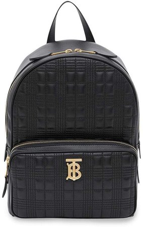 monogram plaque quilted backpack