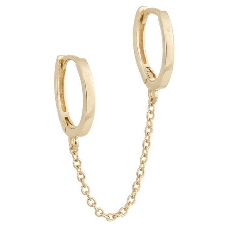 Gold Solid Double Chain Huggie | Adina's Jewels