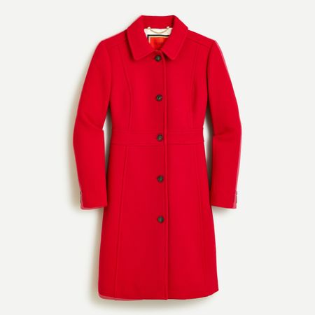 J.Crew: Classic Day Coat In Italian Double-cloth Wool With Thinsulate® in Bright Cherry