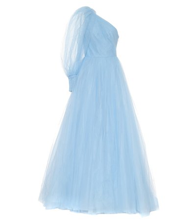 MONIQUE LHUILLIER - Blue One-shoulder tulle gown