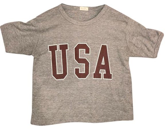 Brandy Melville Grey Usa Crop Tee Shirt Size OS (one size) - Tradesy