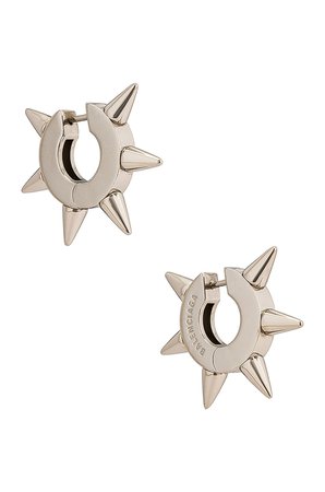 Balenciaga Punk Spike Earrings in Brass & Silver | FWRD