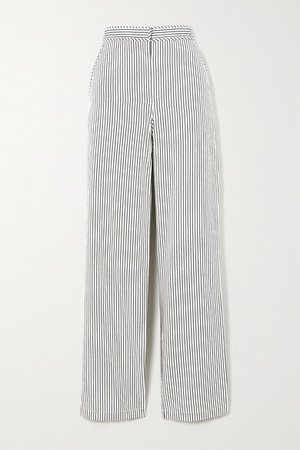 Striped Crepe Wide-leg Pants
