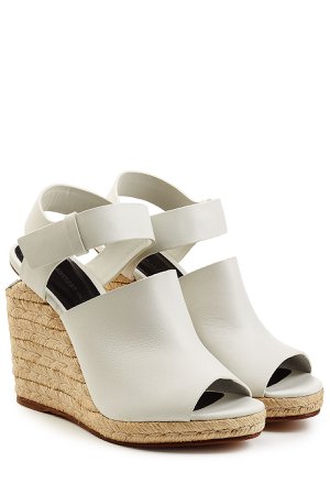 Leather Sandals with Raffia Wedges Gr. IT 37