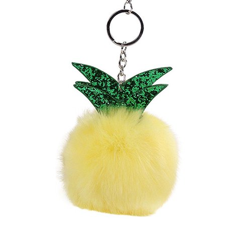 SUPPION Watermelon Rabbit Fur Ball Keychain Bag Plush Car Key Ring Car Key Pendant