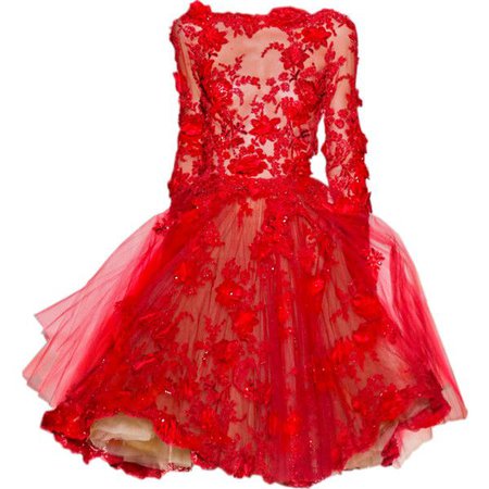Red Lace Evening Dress