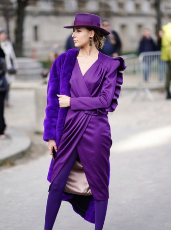 purple winter outfit