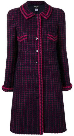 Pre-Owned checked tweed coat