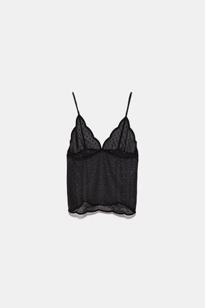 DOTTED MESH CAMISOLE - NEW IN-WOMAN | ZARA United States black
