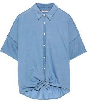 Tie-front Cotton-chambray Shirt
