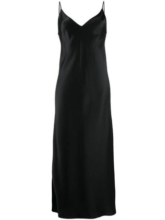 Black Joseph Long Slip Dress | Farfetch.com