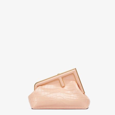Fendi First Small - Pink crocodile leather bag | Fendi