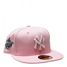 pink and white yankee hat