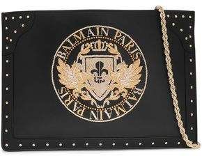 Studded Embroidered Leather Clutch