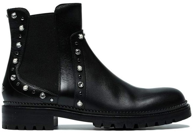 Black Burrow crystal leather boots