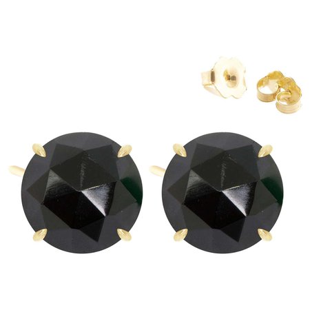 Petal Black Spinel Gold 18k Stud Earrings For Sale at 1stDibs