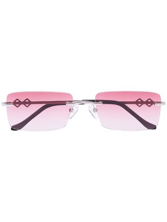 Pink Karen Wazen Layla Rectangle Sunglasses | Farfetch.com