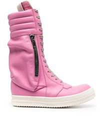 Rick Owens Leather Sneaker Boots in Pink - Lyst
