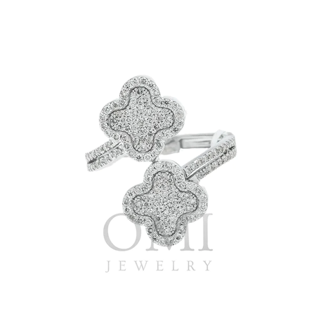 10K GOLD ROUND DIAMOND OPEN DOUBLE CLOVER RING 0.88 CT $850