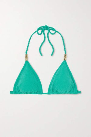 Embellished Triangle Bikini Top - Jade