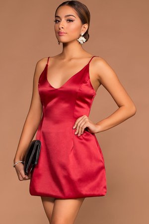 Selena Red Satin Dress – Shop Priceless