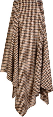 Joshua Millard Oak Plaid Wool Asymmetric Maxi Skirt