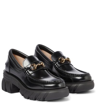 gucci black leather loafers