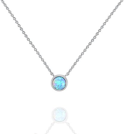 Amazon.com: PAVOI 14K Rose Gold Plated Round Created White Opal Necklace | Opal Necklaces for Women