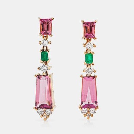 pink green earrings