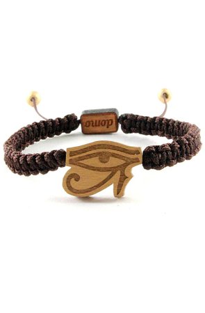 Retractable Pendant Bracelet | Eye of Horus (Gold on Dark Brown) - Domo Beads