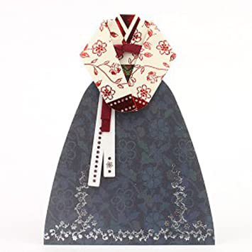 Hanbok Card - Red and Gray