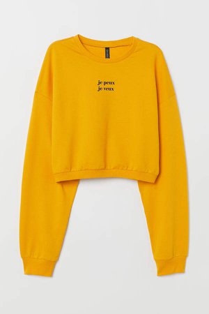 Short Printed Sweatshirt - Yellow