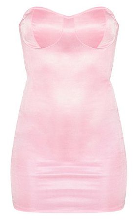 Pink Shimmer Slinky Bandeau Bodycon Dress