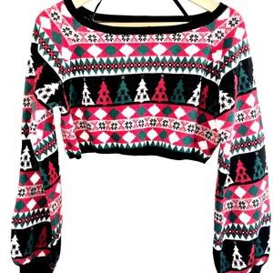 Sweaters | Christmas Knit Crop Sweater Nwt | Poshmark