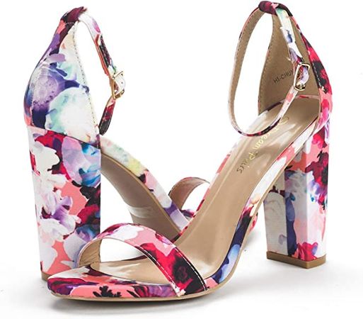 Amazon.com | DREAM PAIRS Women's Hi-Chunk Floral High Heel Pump Sandals - 5 M US | Heeled Sandals