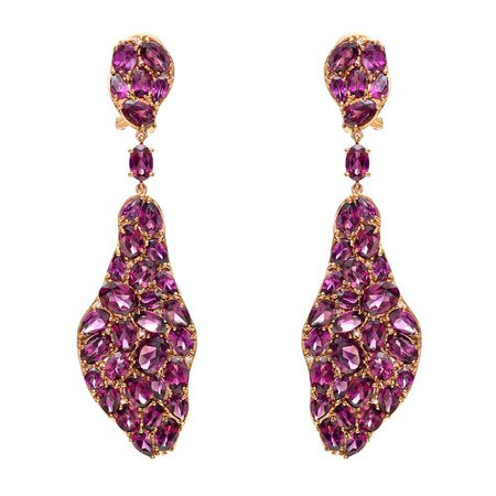​Fancy-Cut Rhodolite Garnet Dangle Earrings | Betteridge