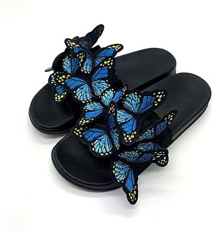 Flip Flops Women's Girls' Sandals Summer Slippers Fashion Flat with Butterfly Summer Flip Flops Beach Sandals Casual Flat Shoes Non-Slip for Women - Blue (UK 8-10): Amazon.co.uk: Shoes & Bags