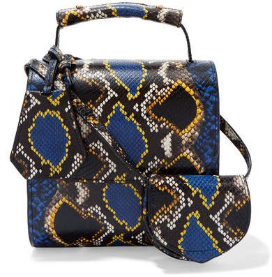 Marques' Almeida - Snake-effect Leather Shoulder Bag - Blue