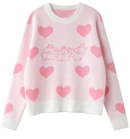 Pink Bunny Heart Sweater