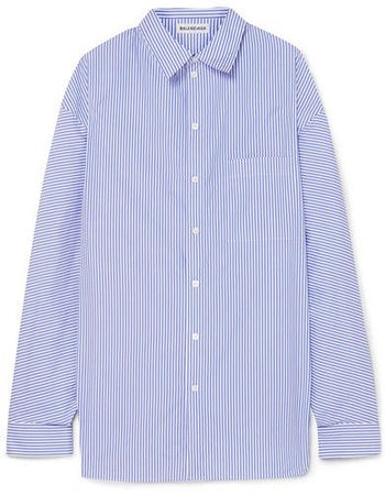 Oversized Striped Cotton-poplin Shirt - Blue