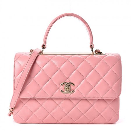 CHANEL Lambskin Quilted Medium Trendy CC Flap Dual Handle Bag Pink 497410