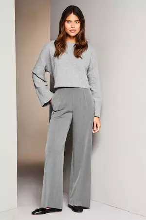 Buy Lipsy Grey Petite Wide Leg Tailored Trousers from the Next UK online shop