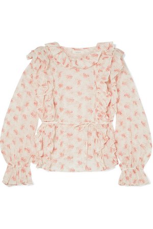 DÔEN | Luca ruffled floral-print cotton-voile blouse | NET-A-PORTER.COM