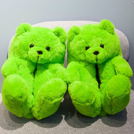 neon green jumbo bear slippers
