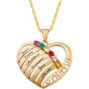 Personalized Mother Birthstone & Name Heart Necklace, 20" - Walmart.com