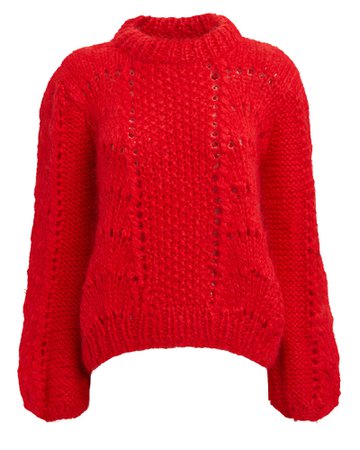 Hand Knit Fiery Red Sweater