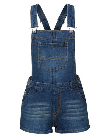 Classic Casual Denim Overall Shorts with Pockets | LE3NO blue