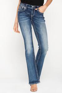 Peace And Wing Embellished Bootcut Jeans – Miss Me