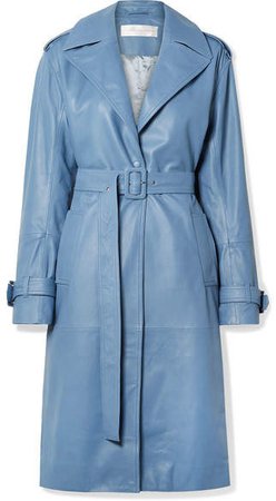 Victoria, Victoria Beckham - Belted Leather Trench Coat - Blue